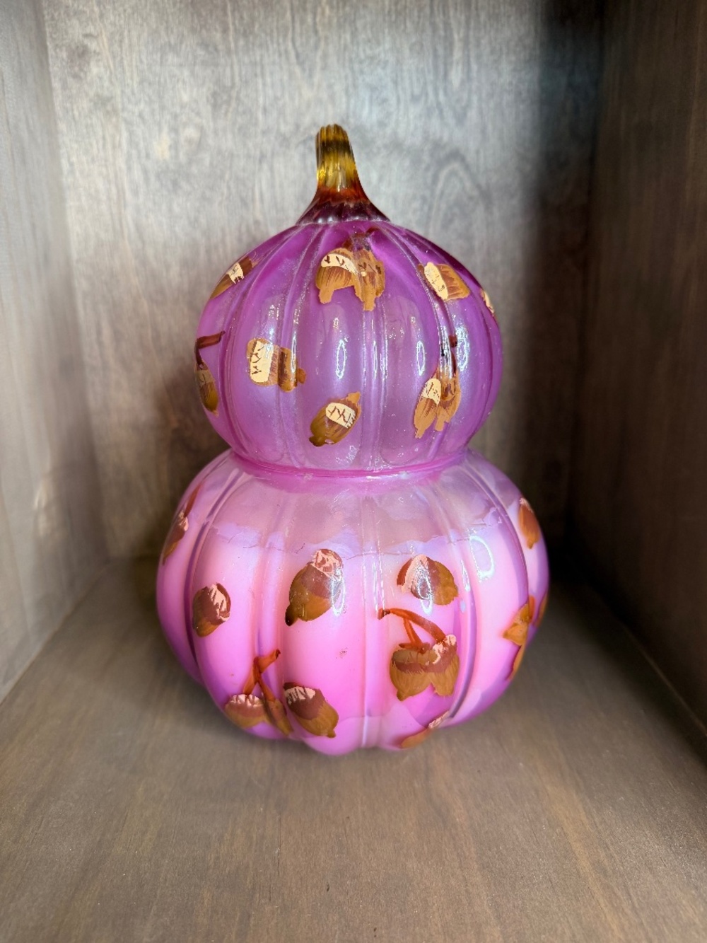 NWT Anthropologie Gourmand Handpainted Pumpkin Glass Candle Sweet Vanilla